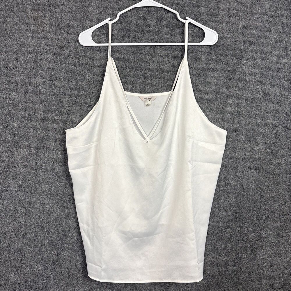 River Island London Top Blouse  Womens Size 22 White Satin Romantic Feminine